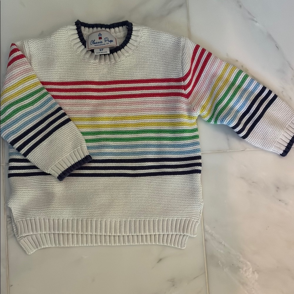 Classic Prep Multicolor Striped Girls Sweater